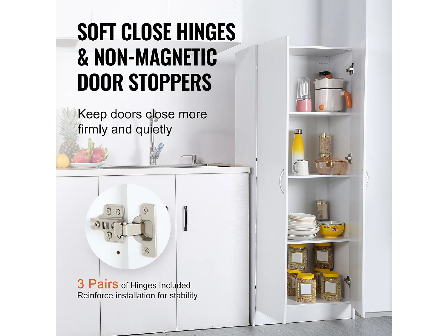 Küchenvorratschrank SucceBuy , Lagerung für Vorräte, Höhe 152,4 cm, Belastbarkeit 50 kg