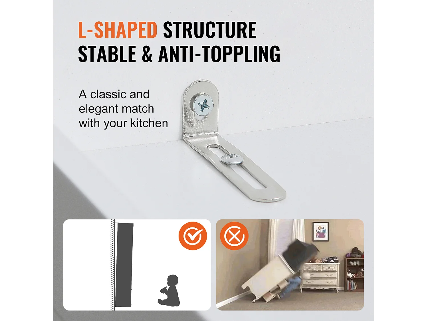 Küchenvorratschrank SucceBuy , Lagerung für Vorräte, Höhe 152,4 cm, Belastbarkeit 50 kg