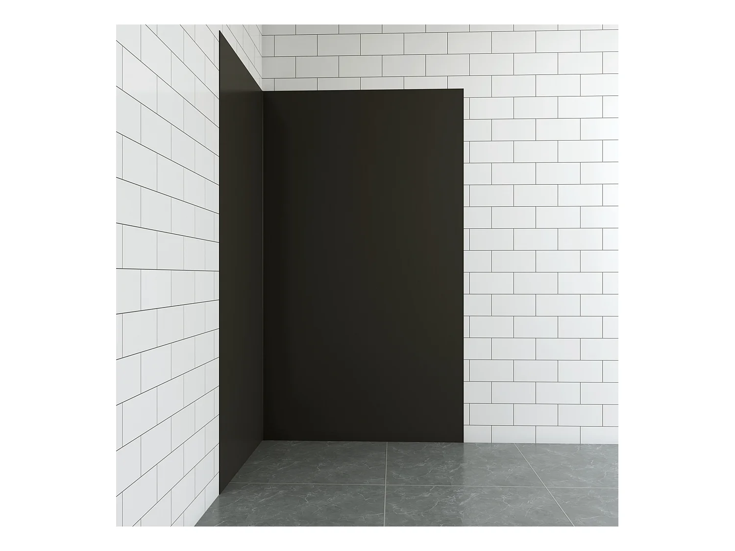 Aica B:80xL:120xH:210cm mat zwart aluminium composiet platen , 3 mm dik-Set van 2 douchewandpanelen inclusief profielen-Wandpanelen