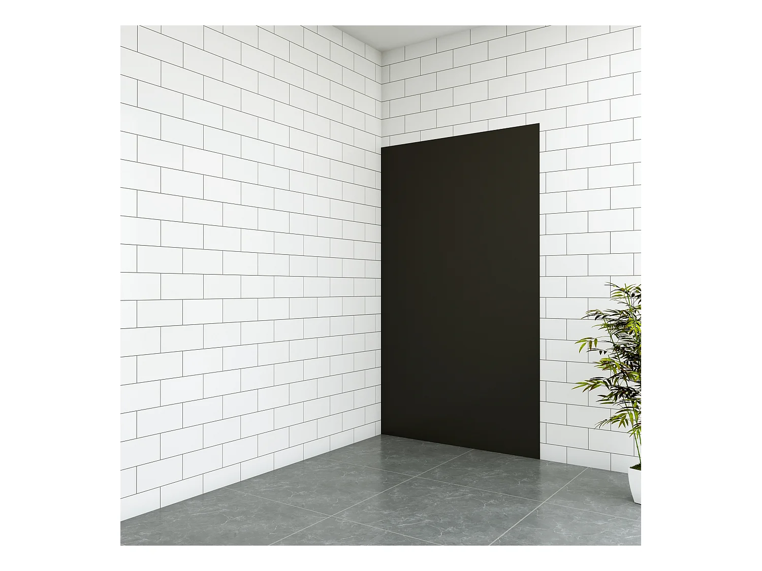 Aica B:90xH:210cm mat zwart aluminium composiet platen , 3 mm dik-Set van 1 douchewandpanelen inclusief profielen-Wandpanelen