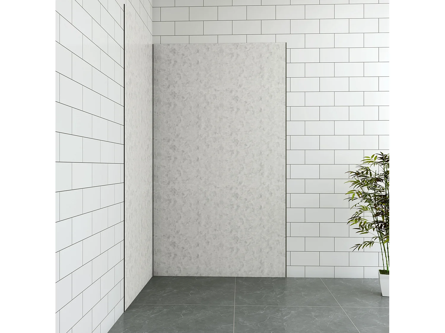 Aica B:80xL:120xH:210cm aluminium composiet platen met gewassen betoneffect , 3 mm dik-Set van 2 douchewandpanelen inclusief profielen-Wandpanelen