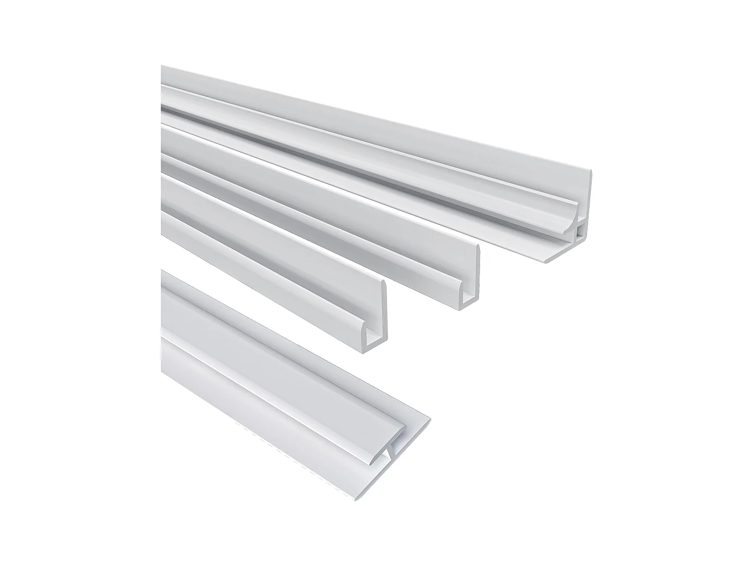 Aica B:80xL:(90+100)H:210cm ivoorwitte aluminium composiet platen , 3 mm dik-Set van 3 douchewandpanelen inclusief profielen-Wandpanelen