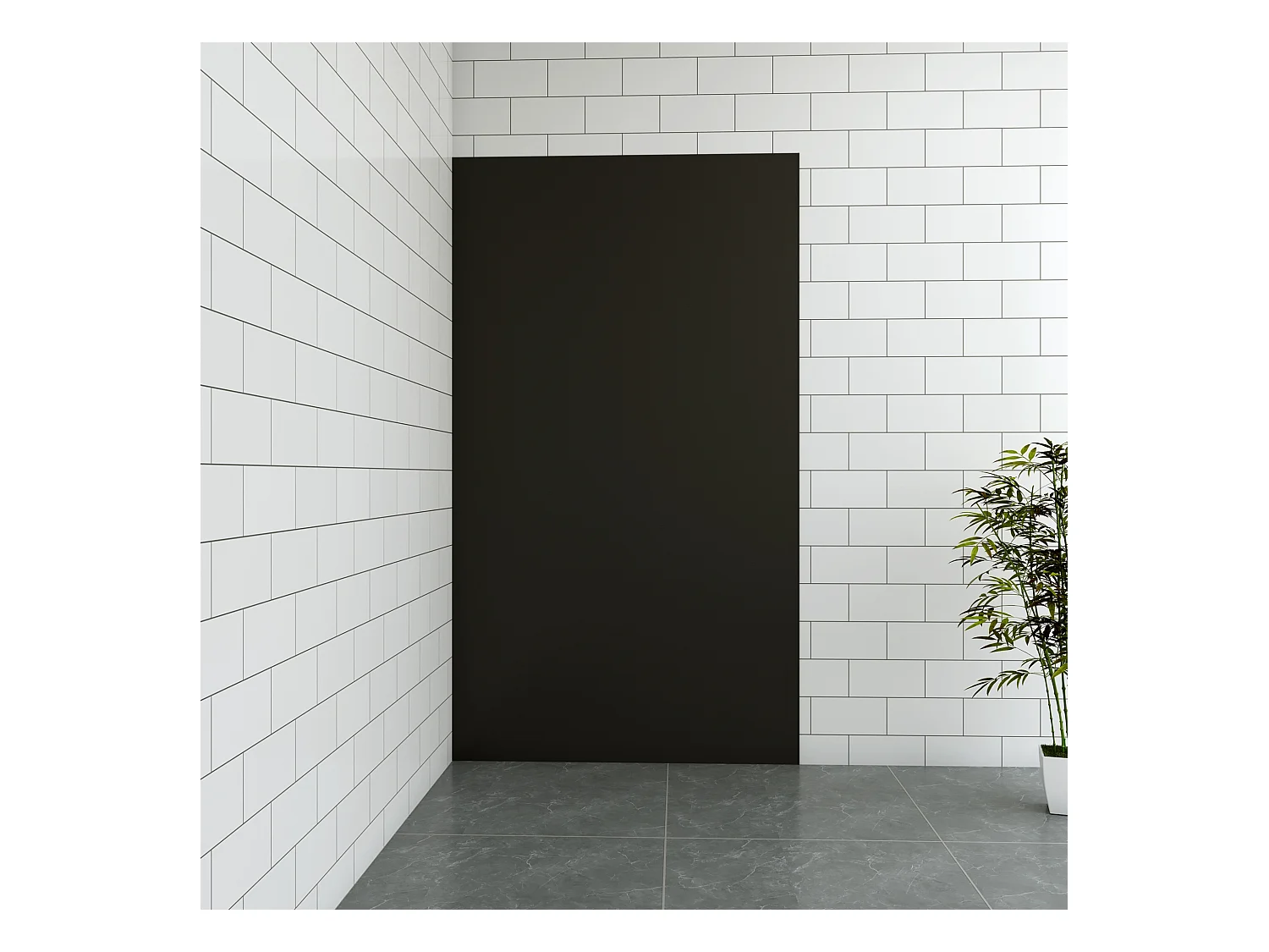 Aica B:100xH:210cm mat zwart aluminium composiet platen , 3 mm dik-Set van 1 douchewandpanelen inclusief profielen-Wandpanelen