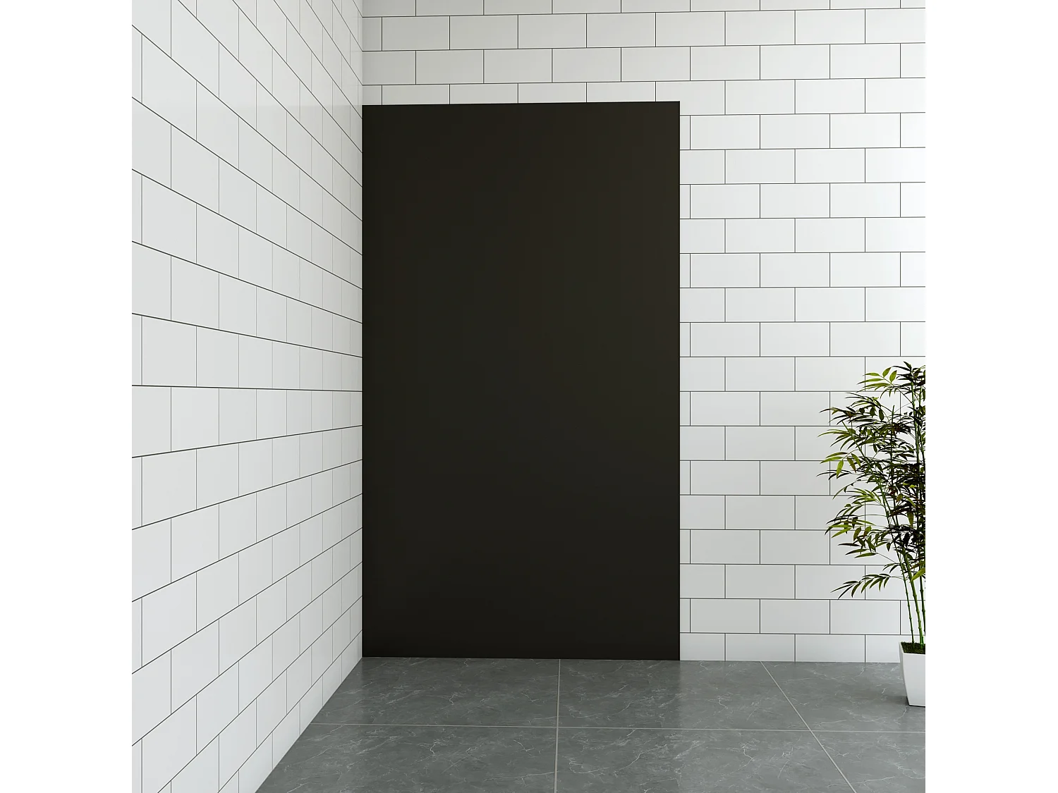 Aica B:100xH:210cm mat zwart aluminium composiet platen , 3 mm dik-Set van 1 douchewandpanelen inclusief profielen-Wandpanelen