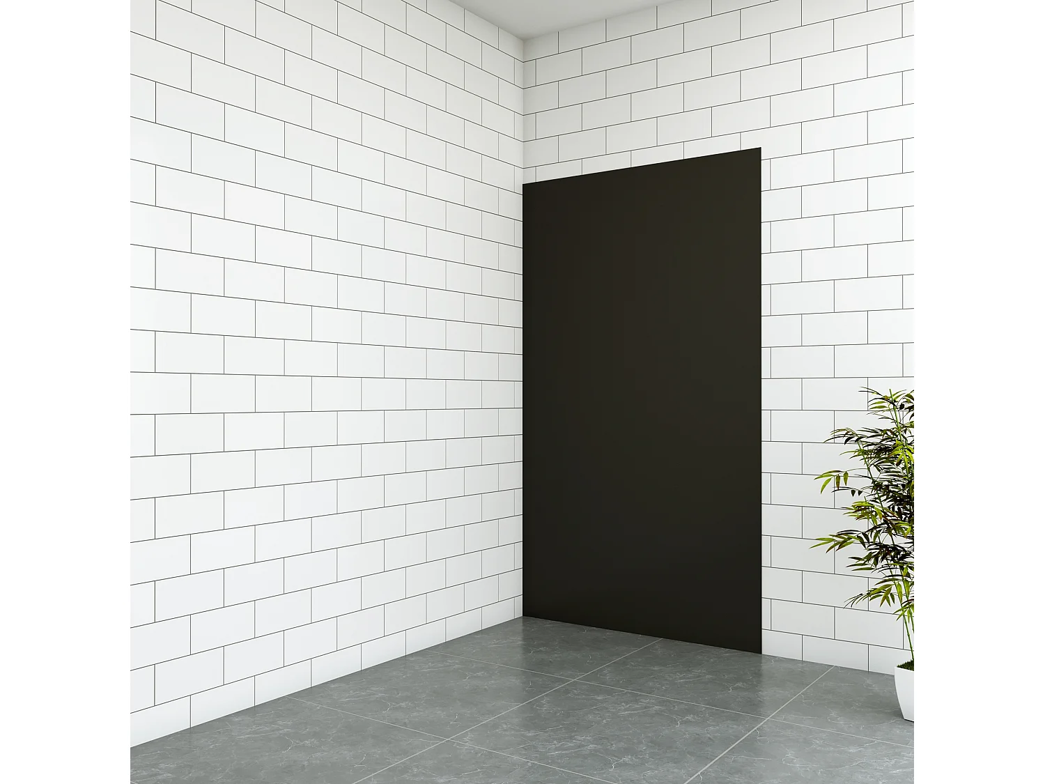 Aica B:100xH:210cm mat zwart aluminium composiet platen , 3 mm dik-Set van 1 douchewandpanelen inclusief profielen-Wandpanelen