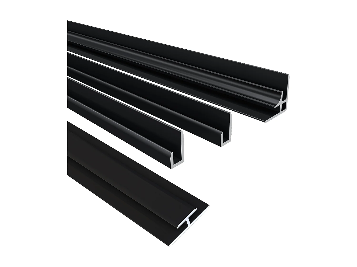 Aica B:80xL:(80+100)xH:210cm mat zwart aluminium composiet platen , 3 mm dik-Set van 3 douchewandpanelen inclusief profielen-Wandpanelen