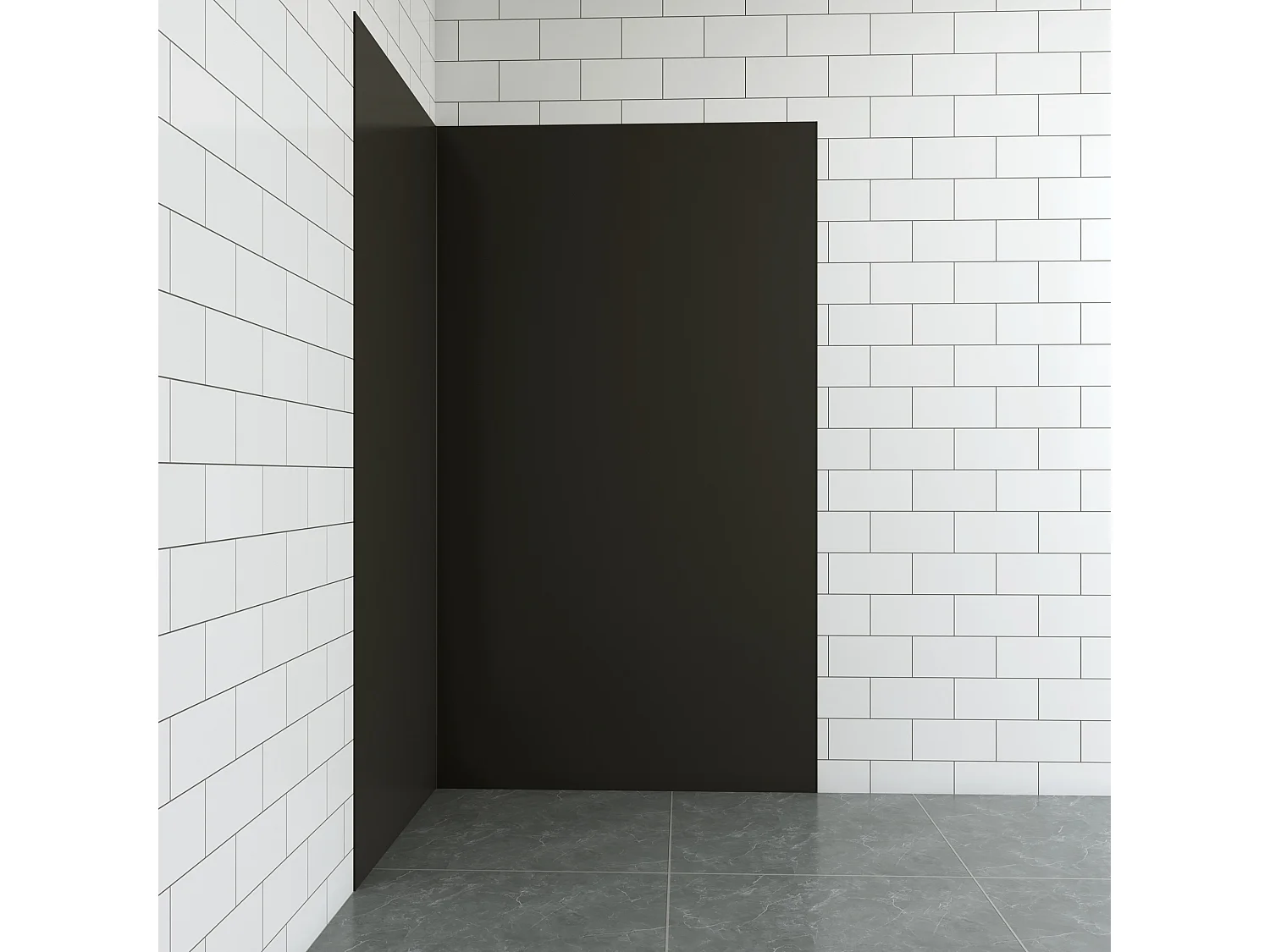 Aica B:90xL:80xH:210cm mat zwart aluminium composiet platen , 3 mm dik-Set van 2 douchewandpanelen inclusief profielen-Wandpanelen