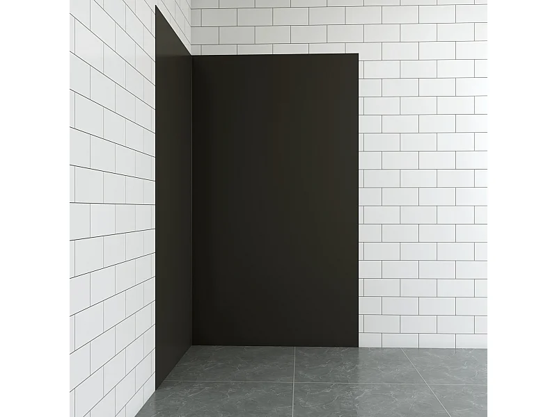 Aica B:90xL:80xH:210cm mat zwart aluminium composiet platen , 3 mm dik-Set van 2 douchewandpanelen inclusief profielen-Wandpanelen