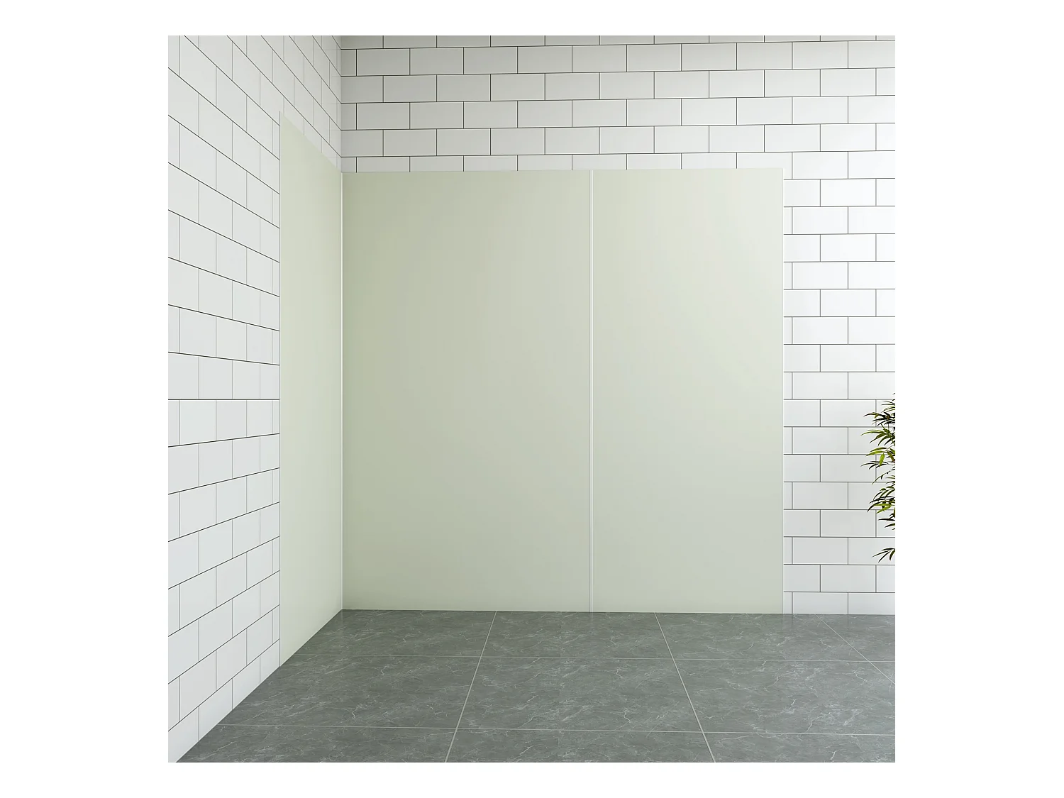 Aica B:120xL:(120+120)H:210cm ivoorwitte aluminium composiet platen , 3 mm dik-Set van 3 douchewandpanelen inclusief profielen-Wandpanelen