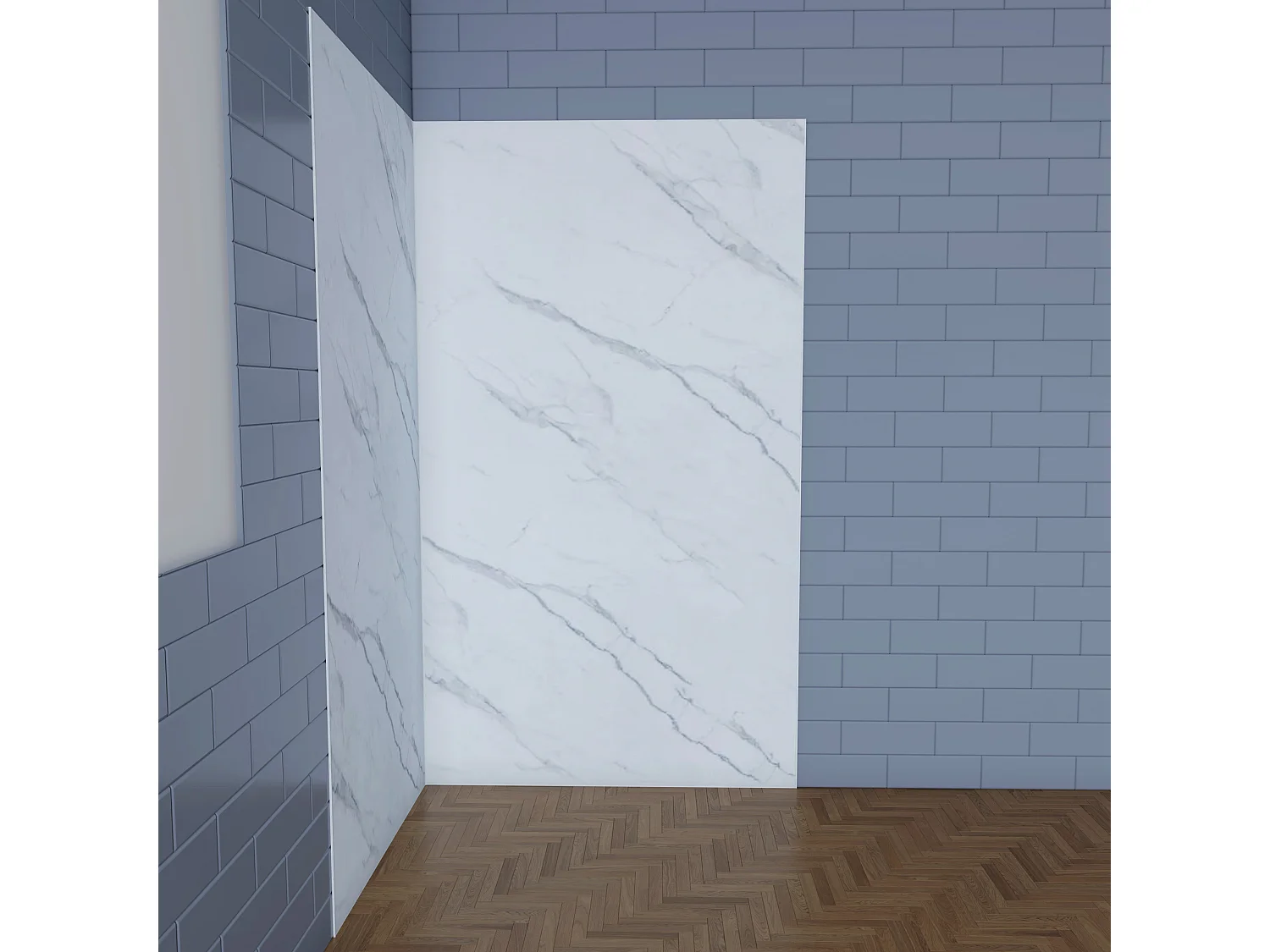 Aica B:80xL:80xH:210cm visbuikwit aluminium composiet platen , 3 mm dik-Set van 2 douchewandpanelen inclusief profielen-Wandpanelen