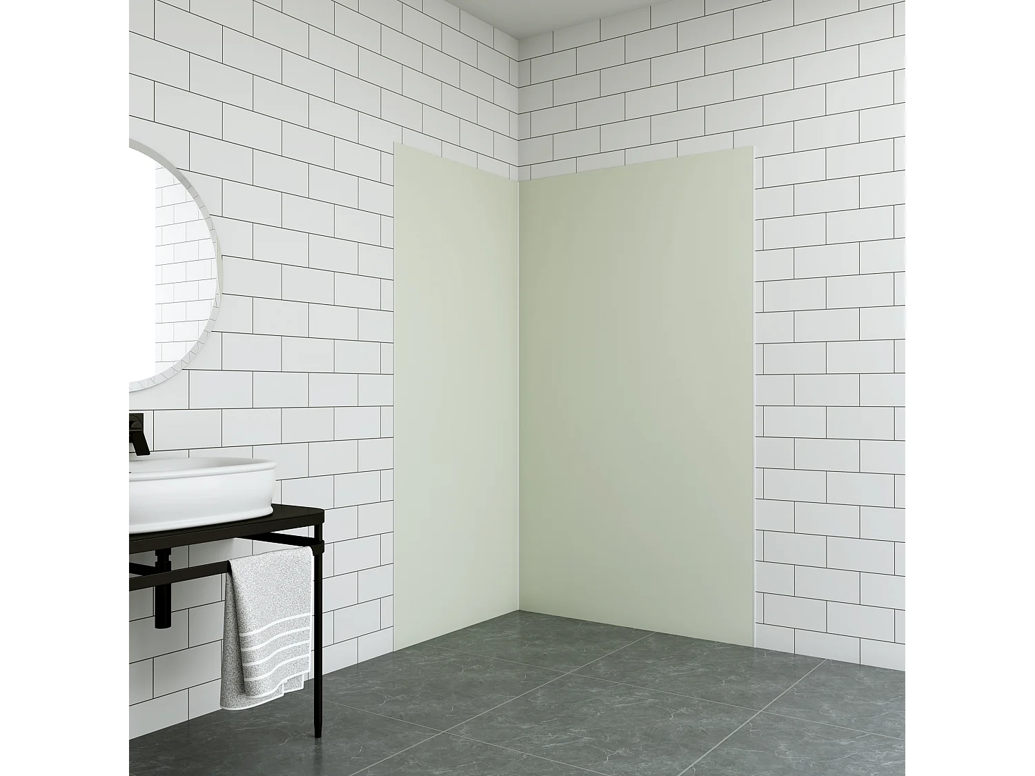 Aica B:100xL:90xH:210cm ivoorwitte aluminium composiet platen , 3 mm dik-Set van 2 douchewandpanelen inclusief profielen-Wandpanelen