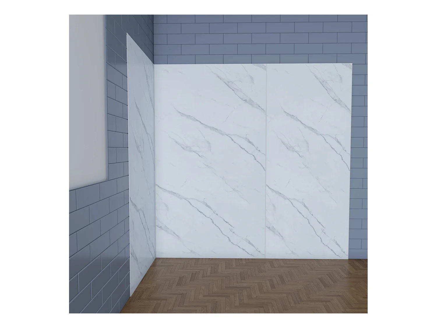 Aica B:40xL:(80+90)H:210cm visbuikwit aluminium composiet platen , 3 mm dik-Set van 3 douchewandpanelen inclusief profielen-Wandpanelen