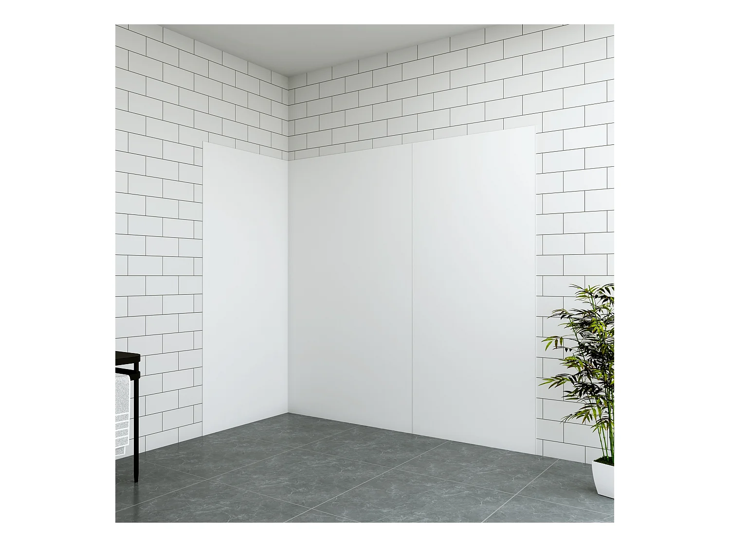 Aica B:100xL:(100+100)H:210cm mat wit aluminium composiet platen , 3 mm dik-Set van 3 douchewandpanelen inclusief profielen-Wandpanelen