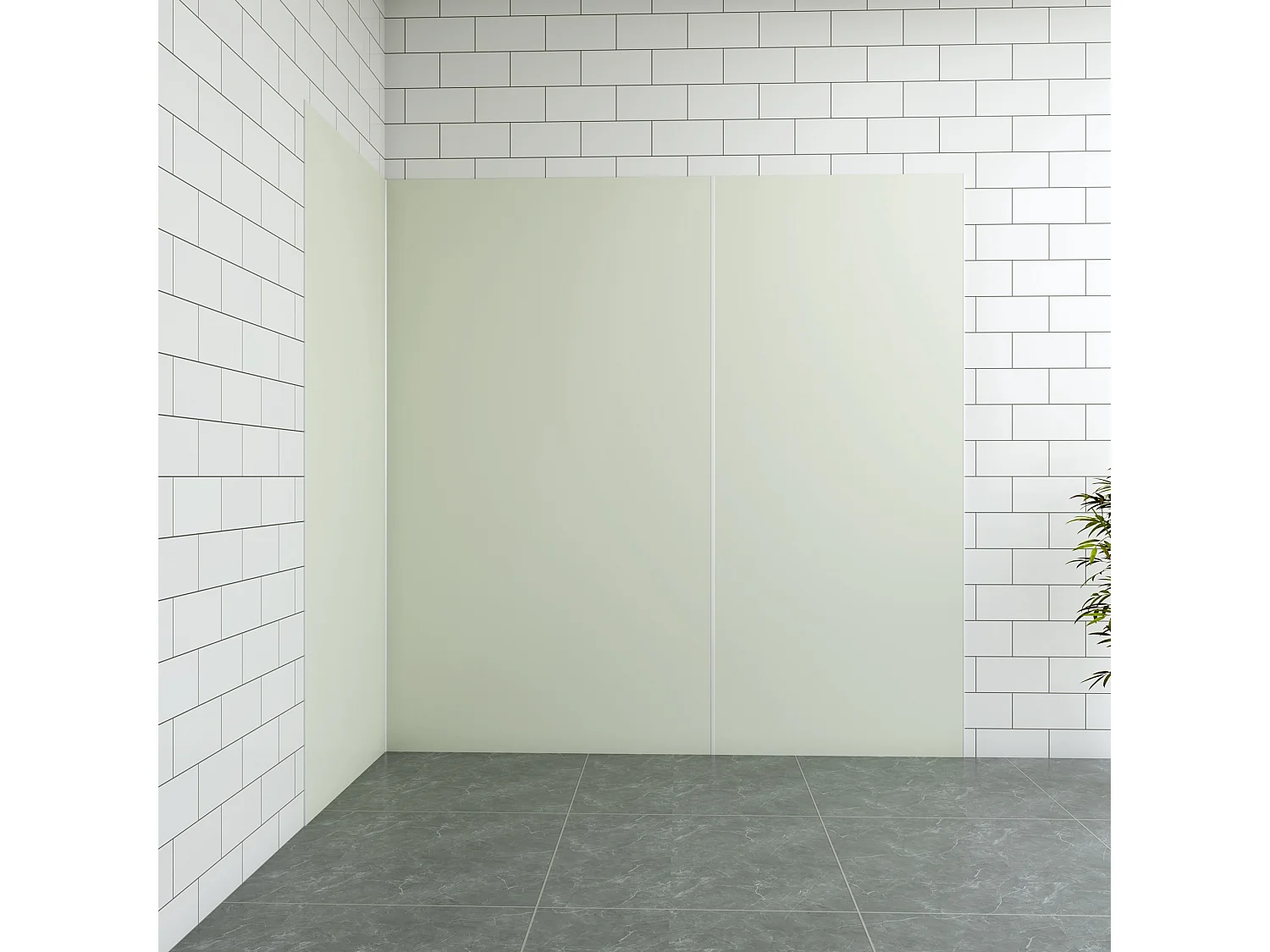 Aica B:40xL:(90+100)H:210cm ivoorwitte aluminium composiet platen , 3 mm dik-Set van 3 douchewandpanelen inclusief profielen-Wandpanelen