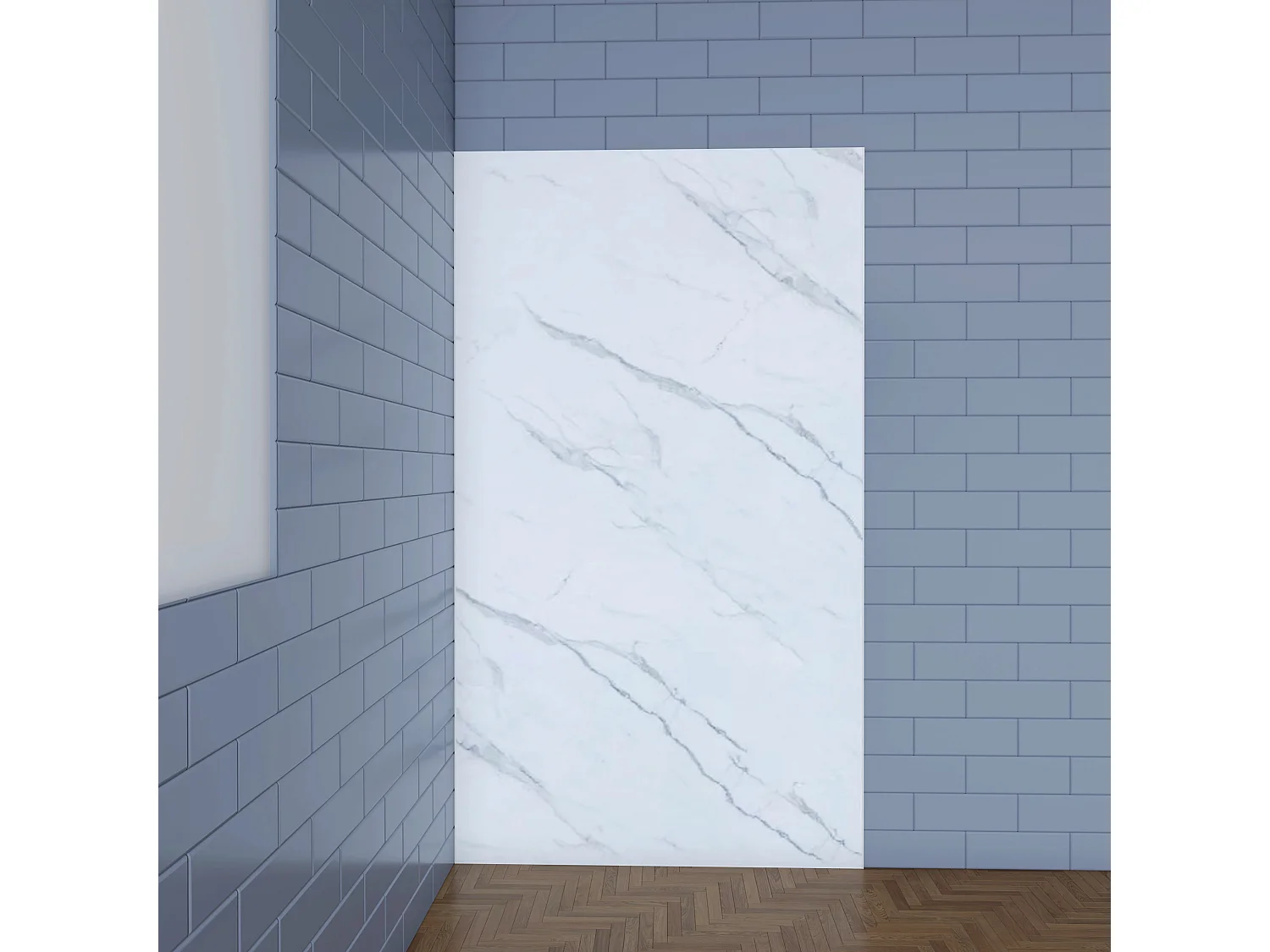 Aica B:120xH:210cm visbuikwit aluminium composiet platen , 3 mm dik-Set van 1 douchewandpanelen inclusief profielen-Wandpanelen