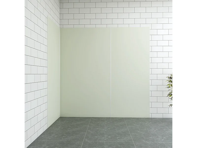 Aica B:100xL:(100+100)H:210cm ivoorwitte aluminium composiet platen , 3 mm dik-Set van 3 douchewandpanelen inclusief profielen-Wandpanelen