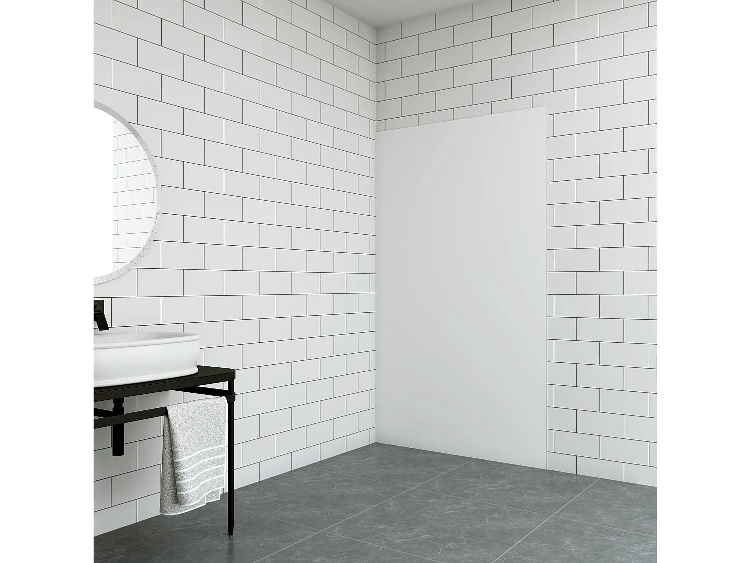 Aica B:40xH:210cm mat wit aluminium composiet platen , 3 mm dik-Set van 1 douchewandpanelen inclusief profielen-Wandpanelen