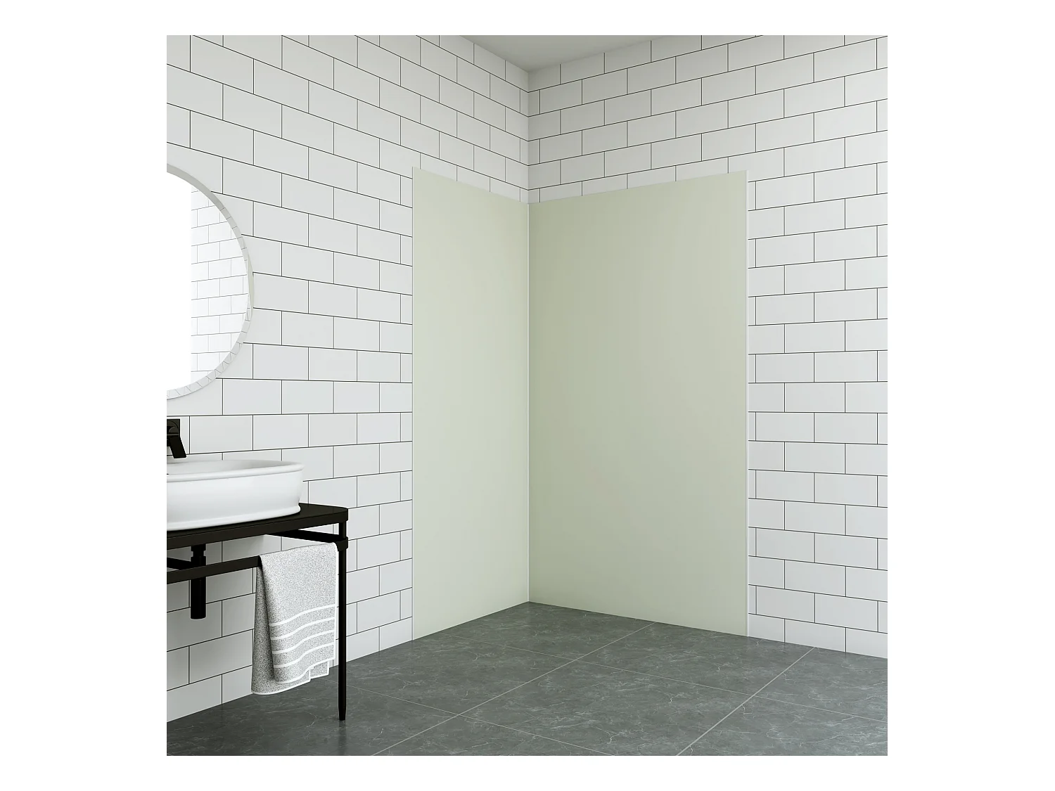 Aica B:120xL:80xH:210cm ivoorwitte aluminium composiet platen , 3 mm dik-Set van 2 douchewandpanelen inclusief profielen-Wandpanelen