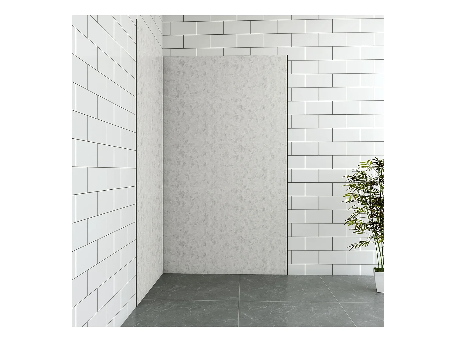 Aica B:120xL:120xH:210cm aluminium composiet platen met gewassen betoneffect , 3 mm dik-Set van 2 douchewandpanelen inclusief profielen-Wandpanelen