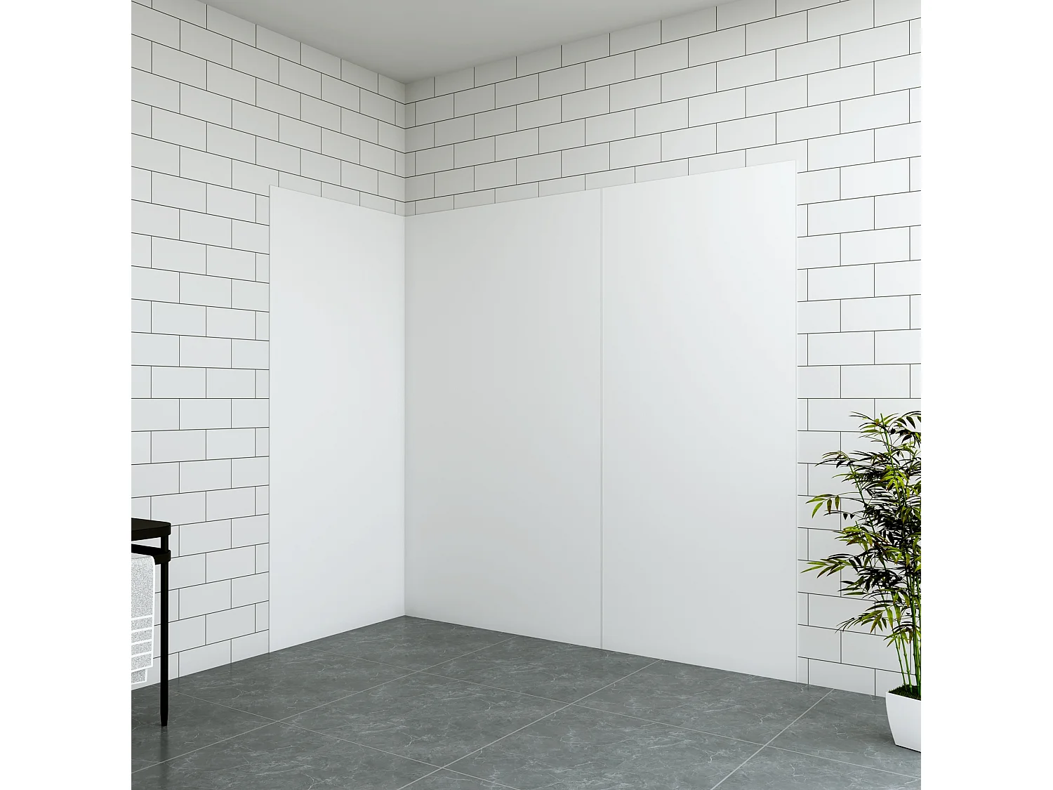 Aica B:120xL:(100+100)H:210cm mat wit aluminium composiet platen , 3 mm dik-Set van 3 douchewandpanelen inclusief profielen-Wandpanelen