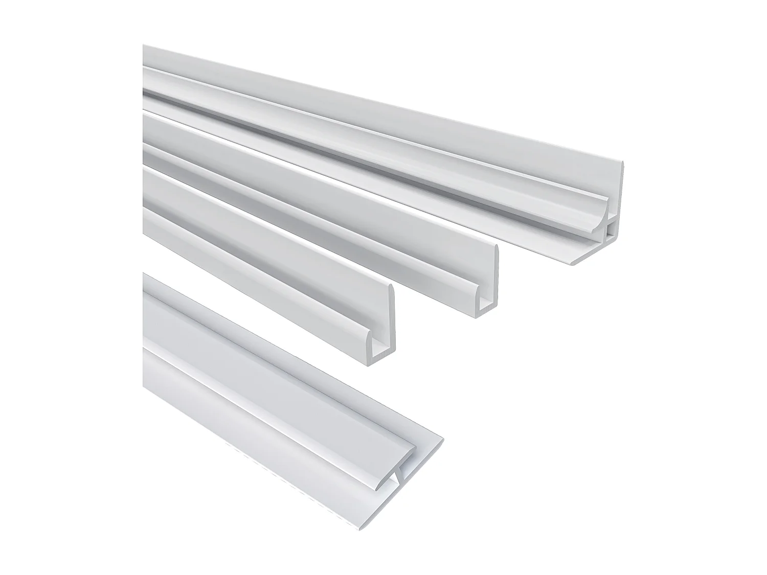 Aica B:90xL:(100+100)H:210cm visbuikwit aluminium composiet platen , 3 mm dik-Set van 3 douchewandpanelen inclusief profielen-Wandpanelen