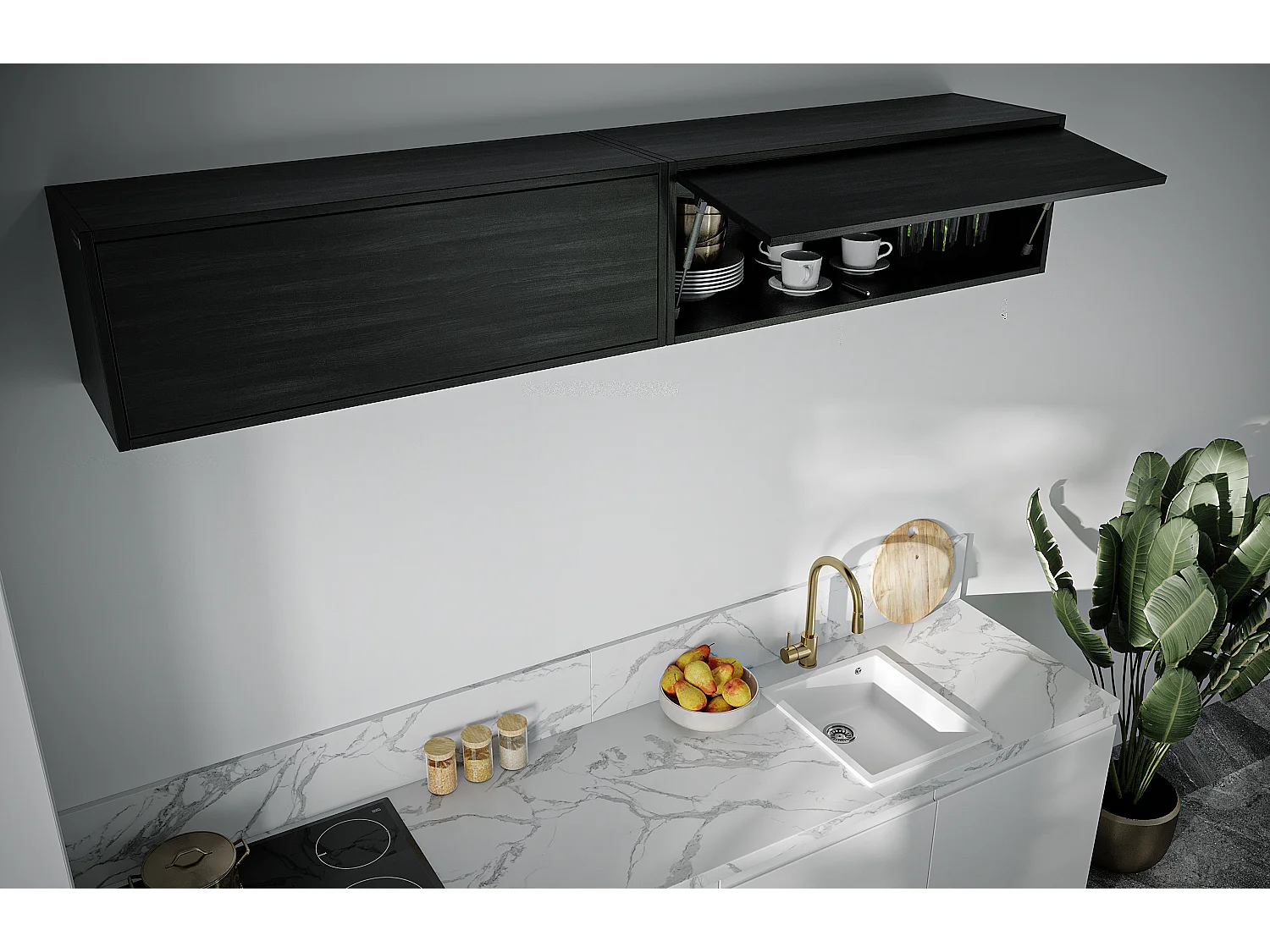 Armoire suspendue - 60 cm - 80 x m - 100 cm - Armoire murale rabattable - Pour salle de bain, couloir, salon