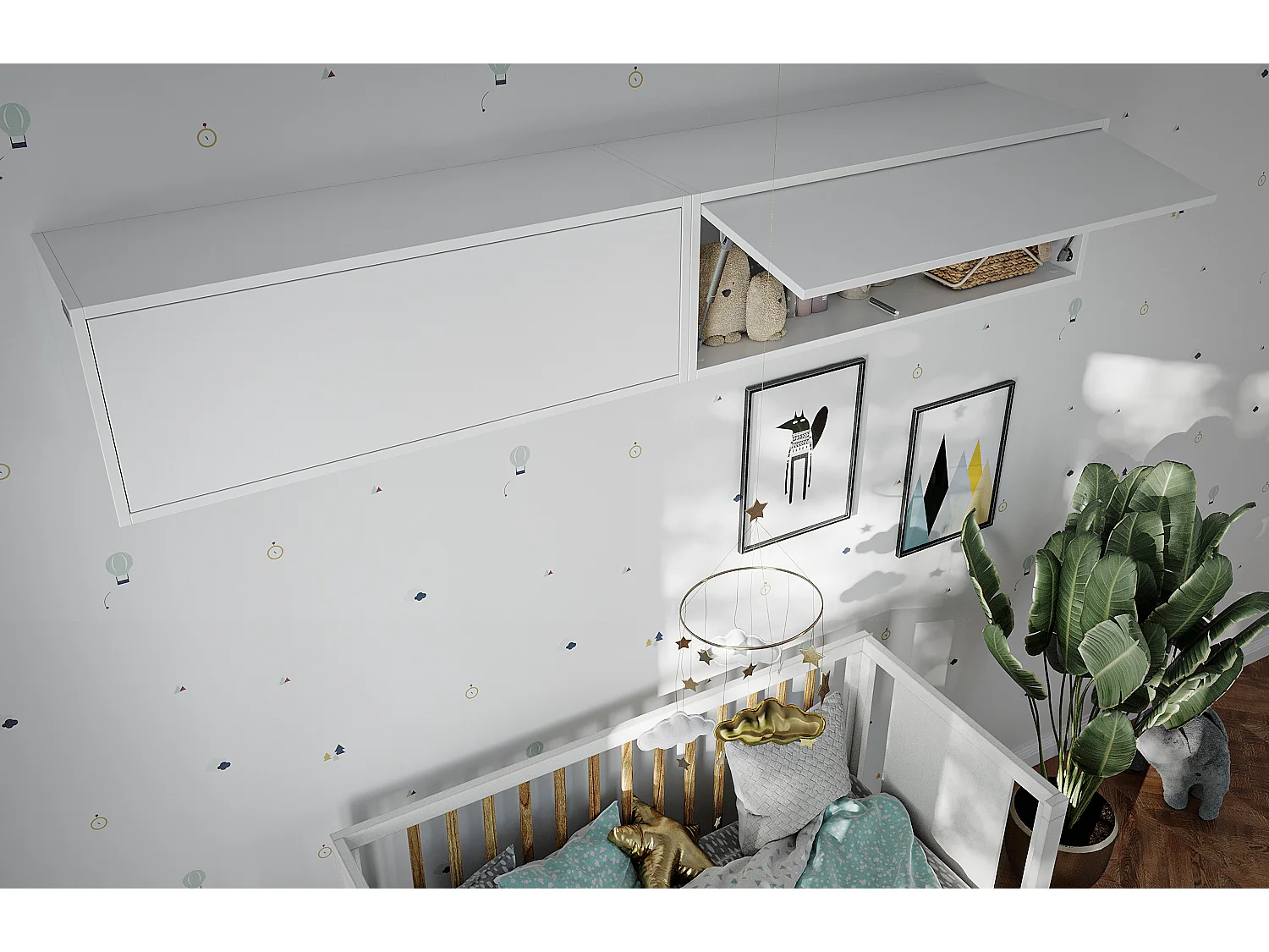 Hängeschrank - 60 cm - 80 x m - 100 cm - Klappbarer Wandschrank - Für Bad, Flur oder Wohnzimmer