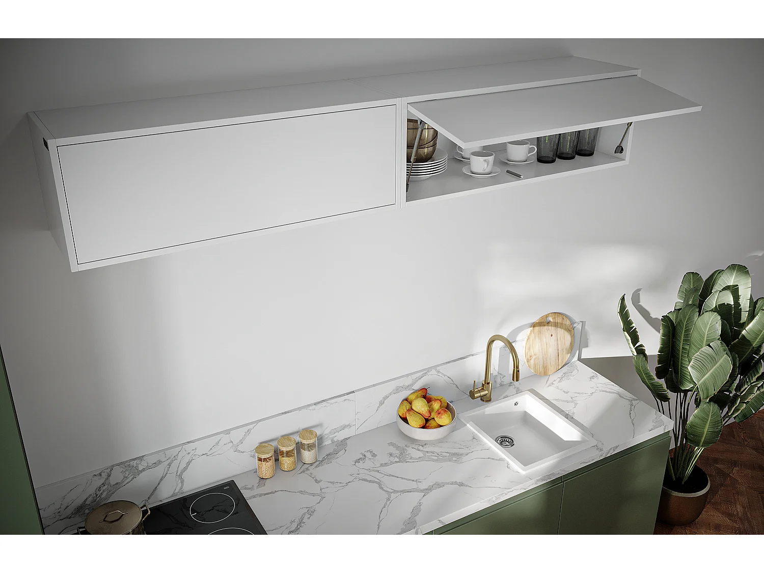 Armário suspenso - 60 cm - 80 x m - 100 cm - Armário de parede rebatível - Para casa de banho, corredor ou sala de estar