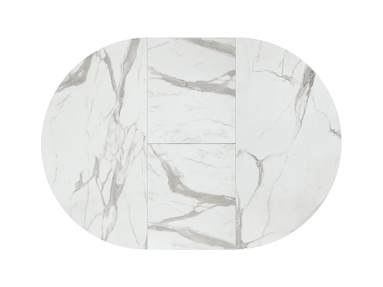 Table ronde en bois, finition blanche, pieds noirs Ø120xH75.3-170x120x75.3 - PANTELLERIA