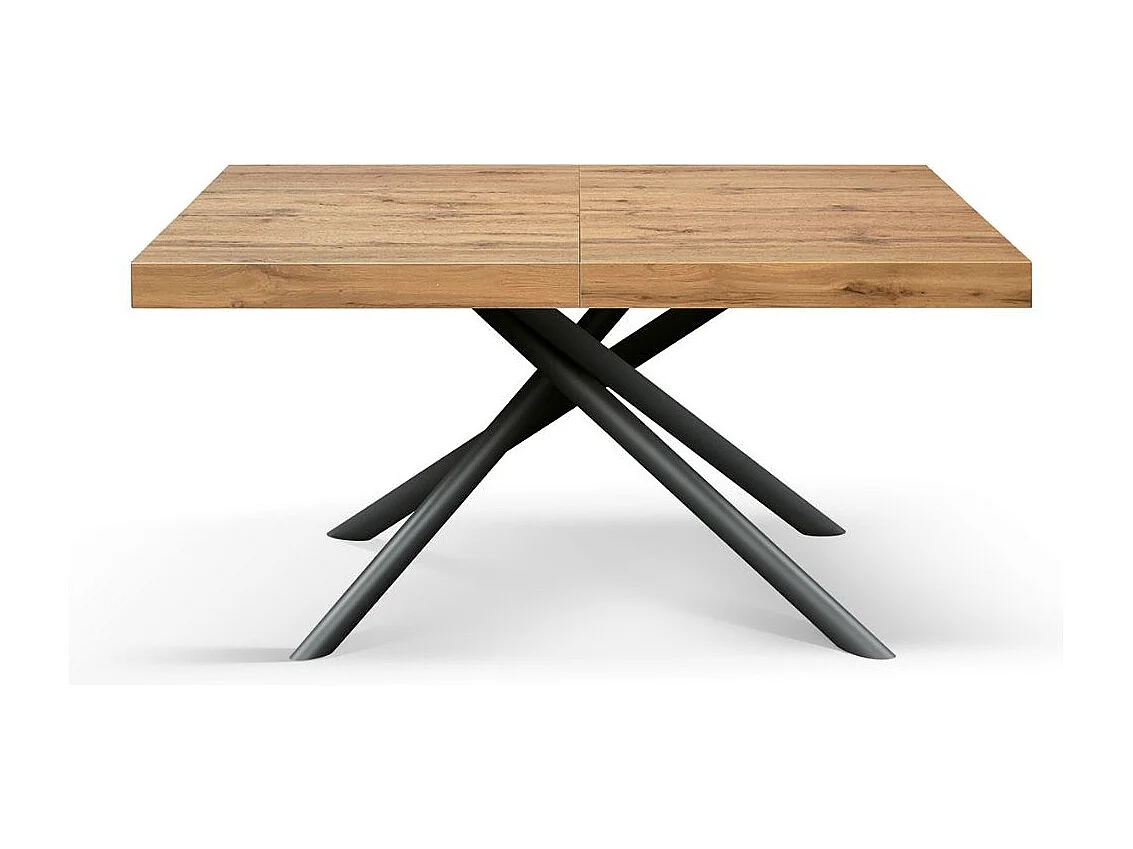 Table en bois, finition chêne, piètement en métal anthracite, 180×90–260×90 - CARRARA