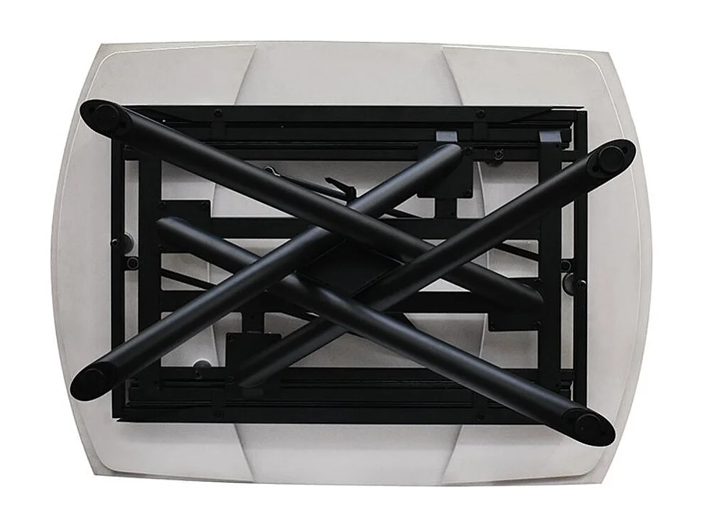 Weißer Keramiktisch, schwarzes Metallgestell, ausziehbar 120x88-180x88 cm – BONIFACIO