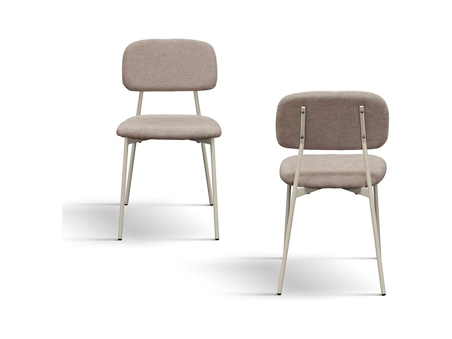 Ensemble de 4 chaises en tissu beige et pieds en métal beige - BERLIN