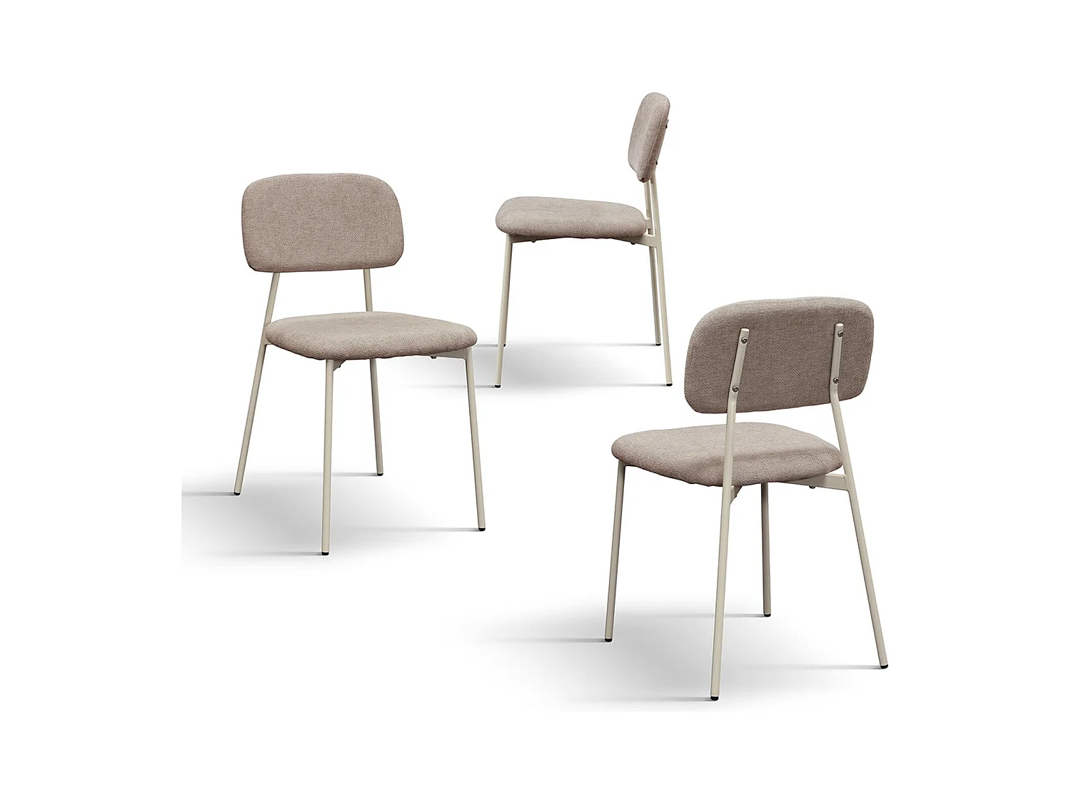 Ensemble de 4 chaises en tissu beige et pieds en métal beige - BERLIN