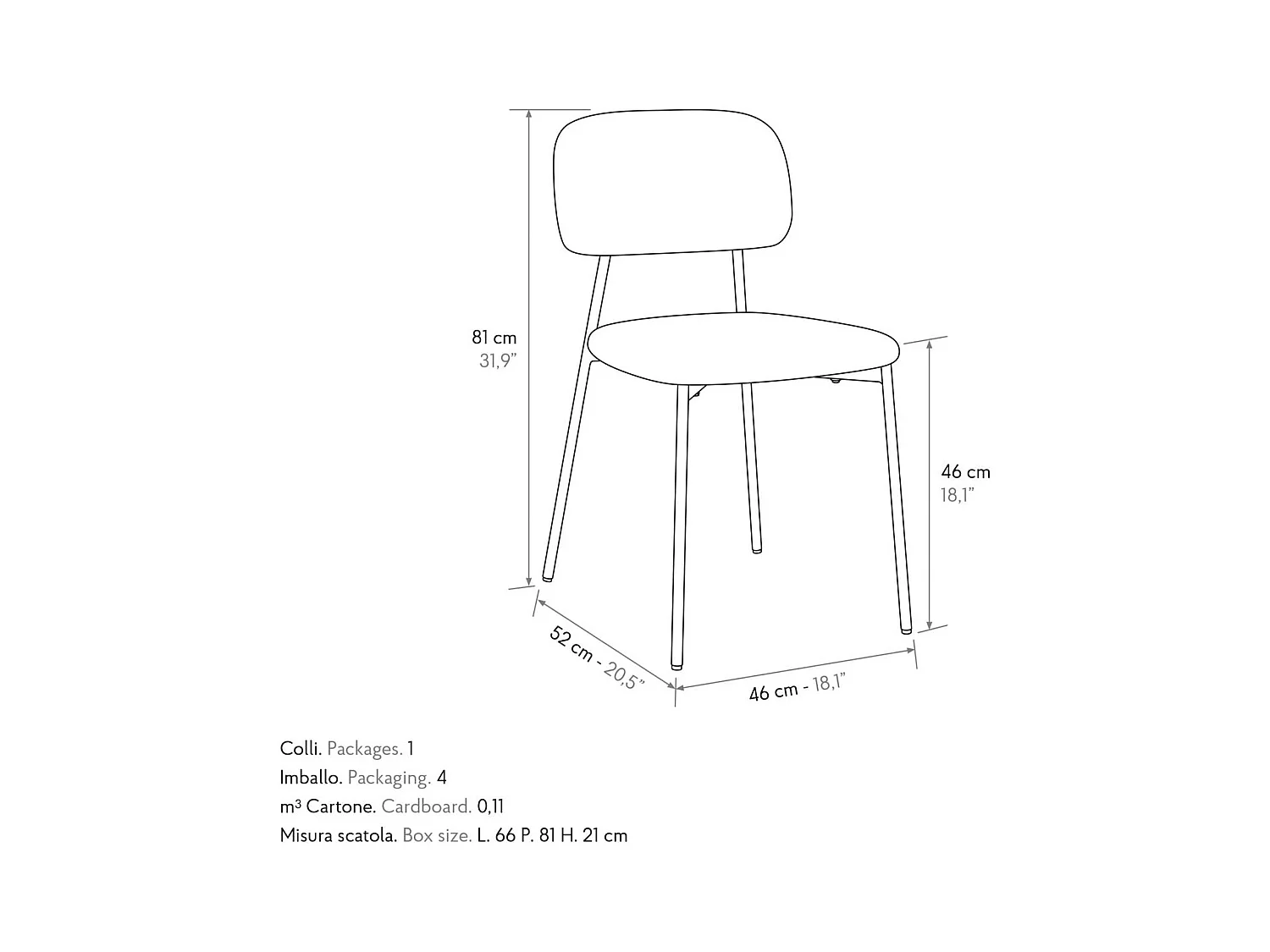 Ensemble de 4 chaises en tissu beige et pieds en métal beige - BERLIN