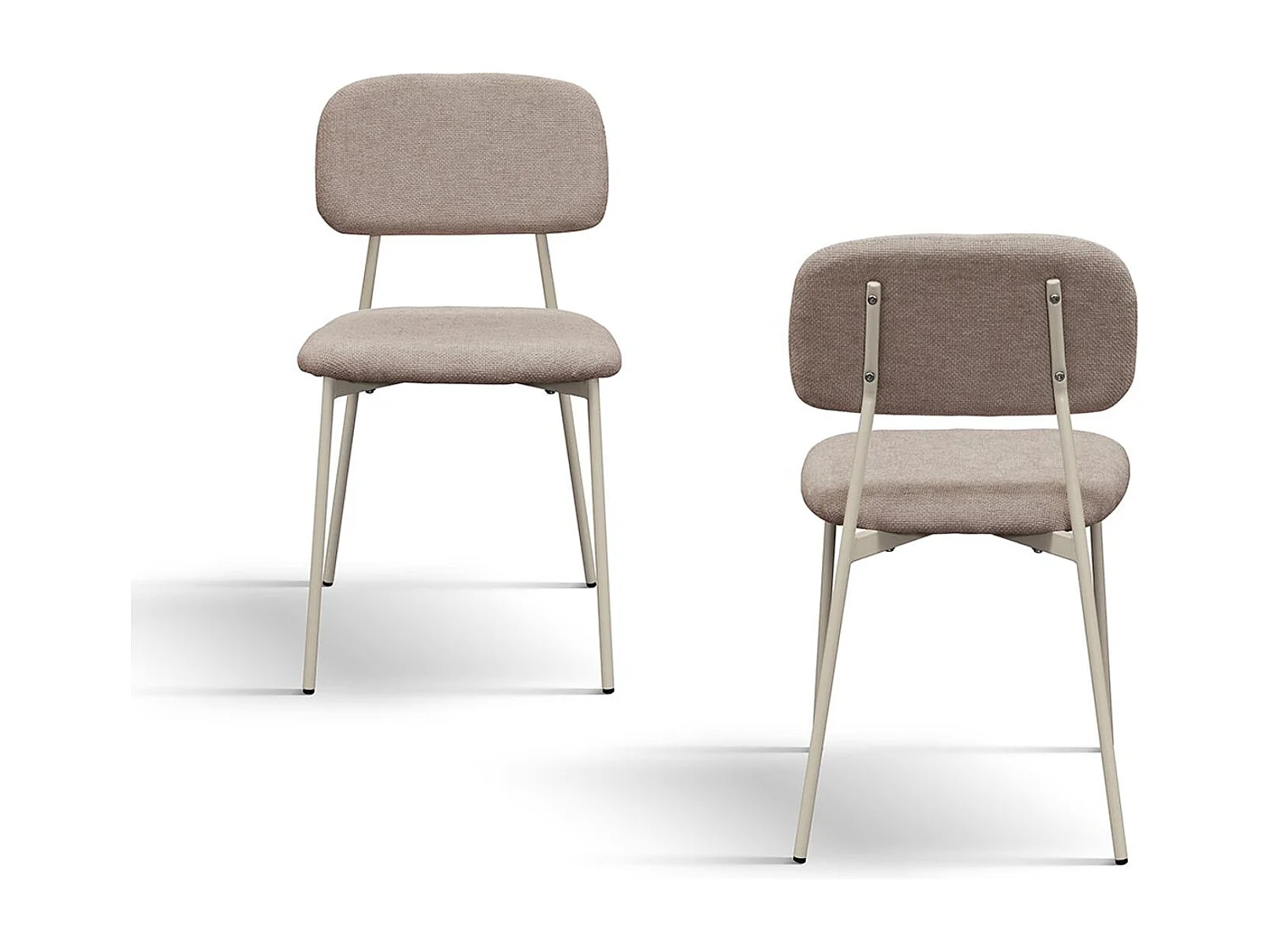 Ensemble de 4 chaises en tissu beige et pieds en métal beige - BERLIN