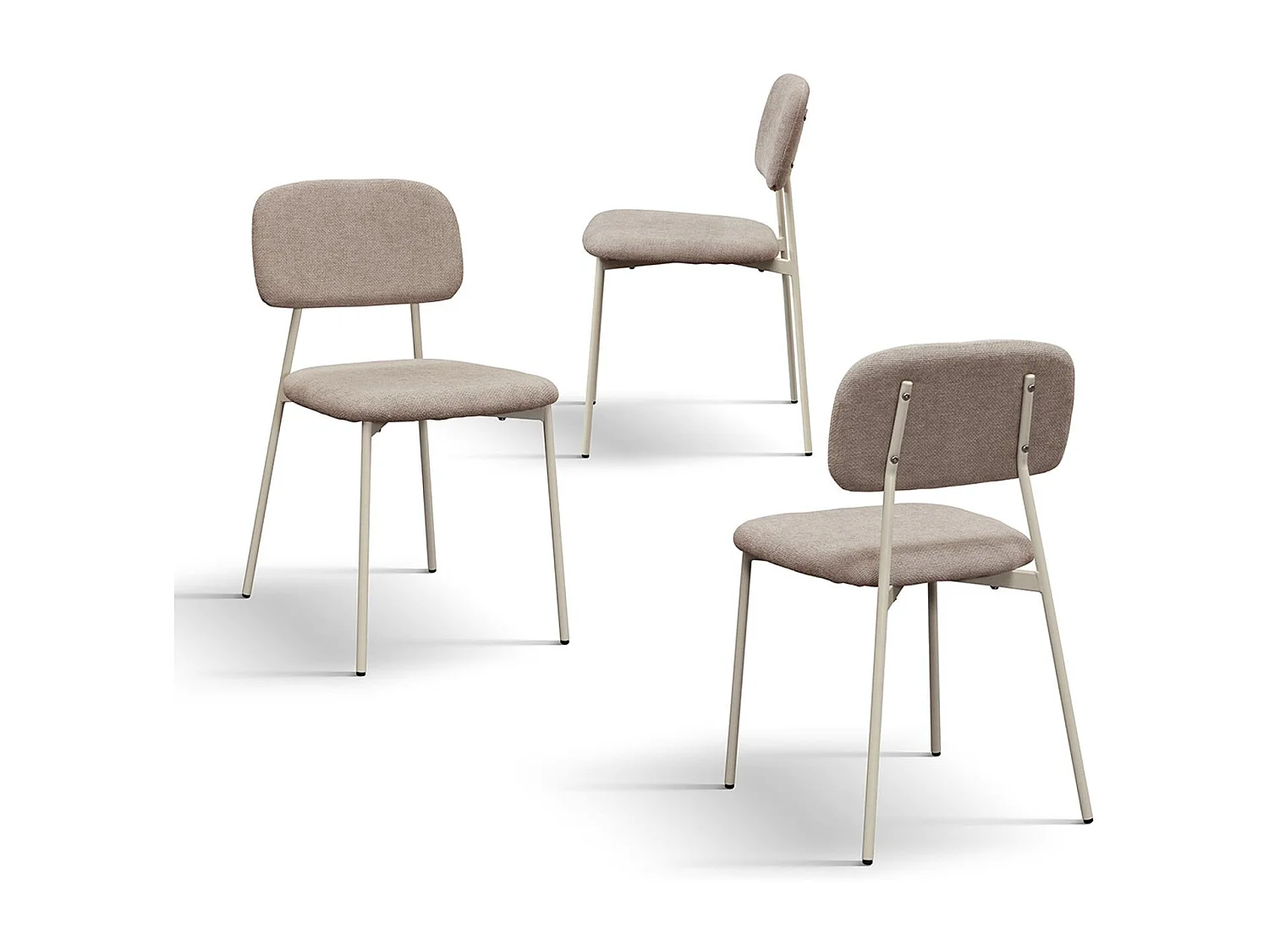 Ensemble de 4 chaises en tissu beige et pieds en métal beige - BERLIN