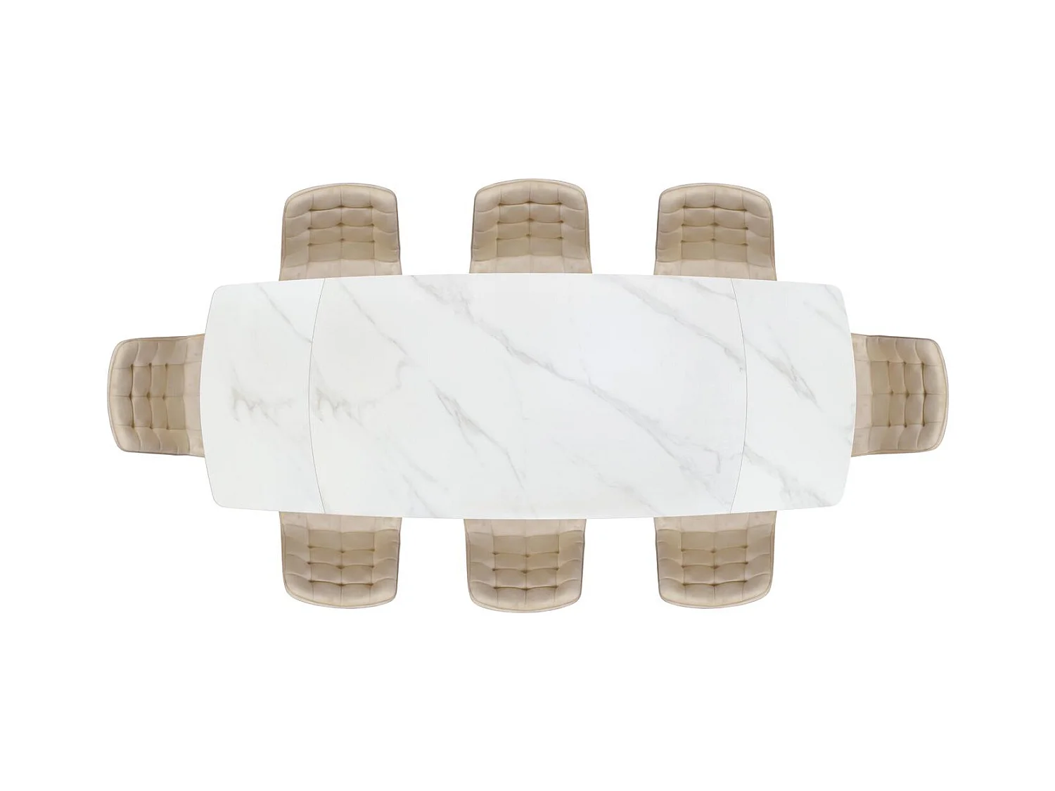 Table en céramique blanche, piètement en métal noir, extensible 160x90-240x90 cm - BONIFACIO