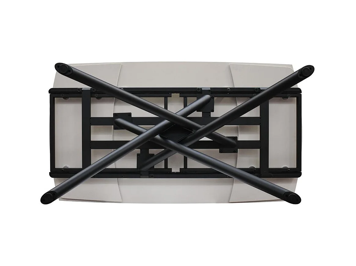 Table en céramique blanche, piètement en métal noir, extensible 160x90-240x90 cm - BONIFACIO