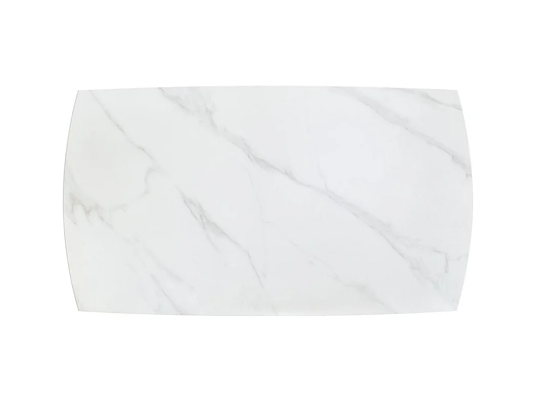 Table en céramique blanche, piètement en métal noir, extensible 140x90-200x90 cm - BONIFACIO