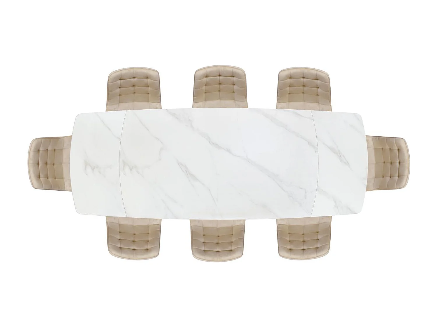 Tavolo in ceramica bianco, base in metallo nero, allungabile 140x90-200x90 cm - BONIFACIO