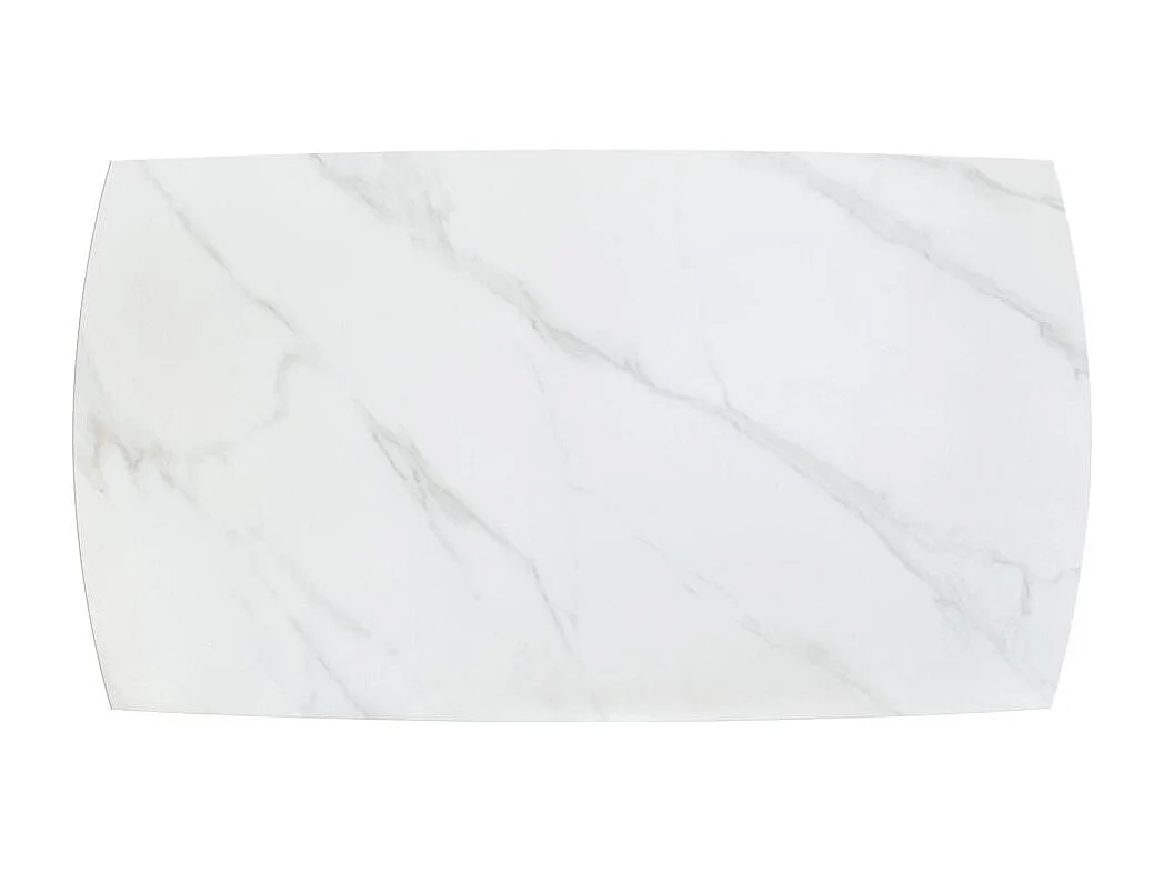 Tavolo in ceramica bianco, base in metallo nero, allungabile 140x90-200x90 cm - BONIFACIO