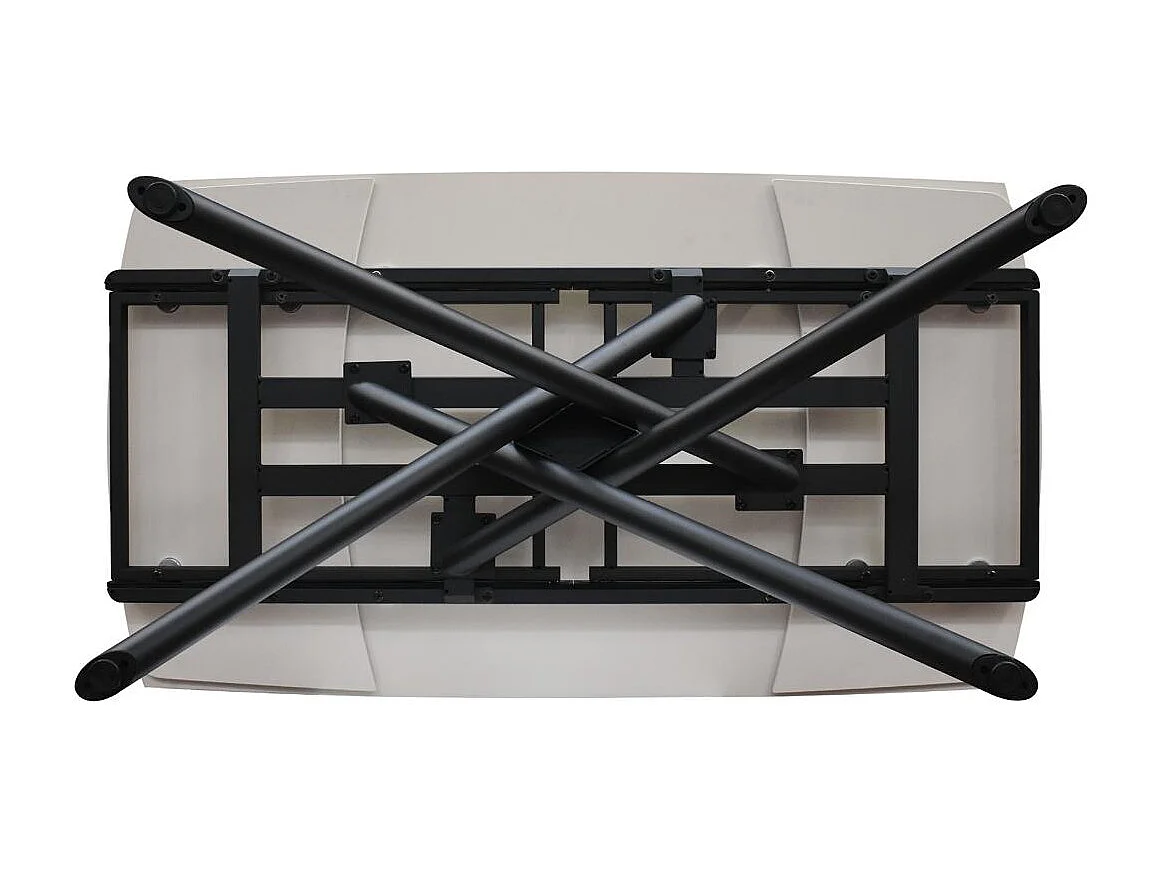 Tavolo in ceramica bianco, base in metallo nero, allungabile 140x90-200x90 cm - BONIFACIO