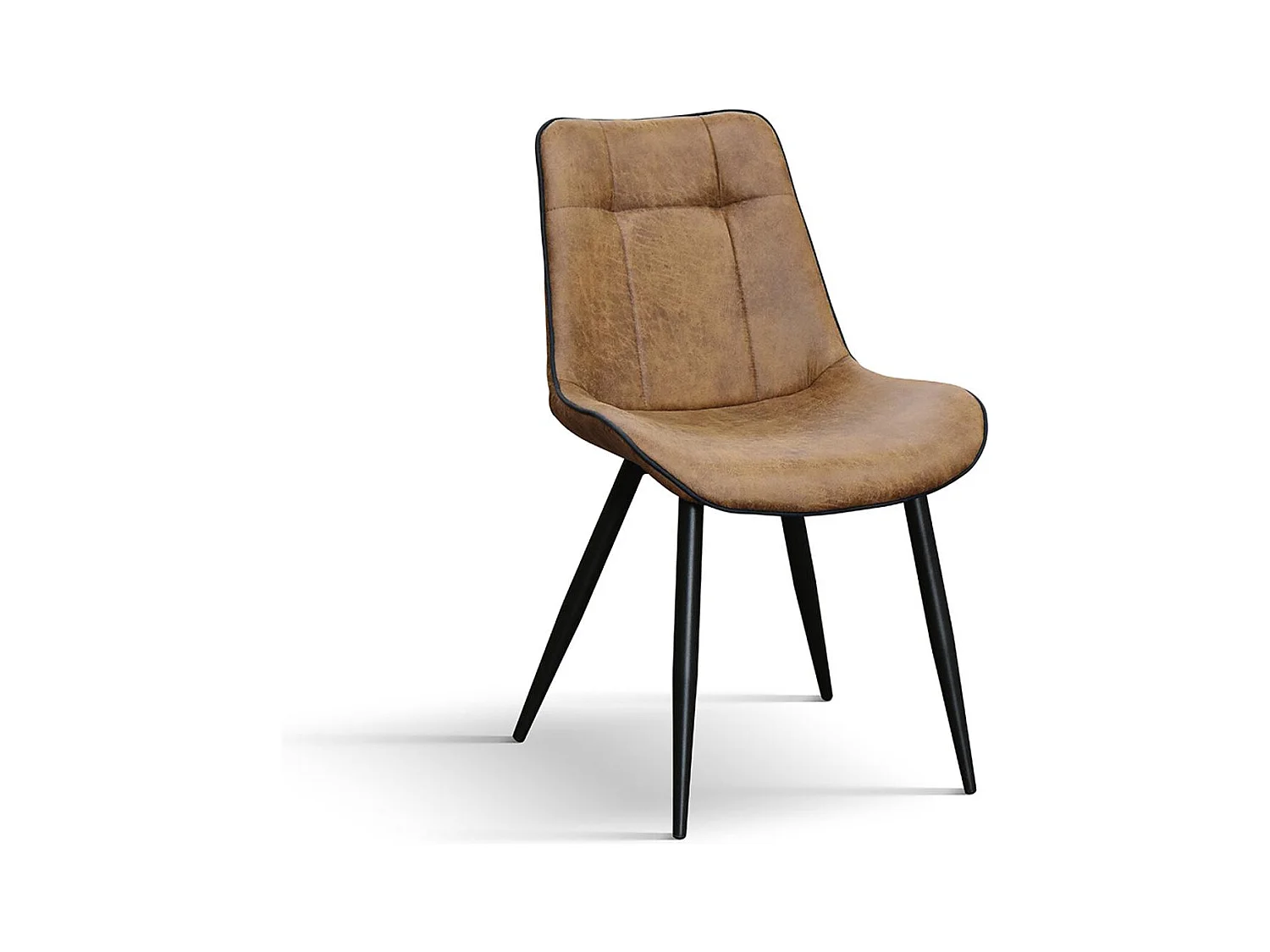 Ensemble de 4 chaises en simili cuir camel et pieds en métal noir - BRUXELLES