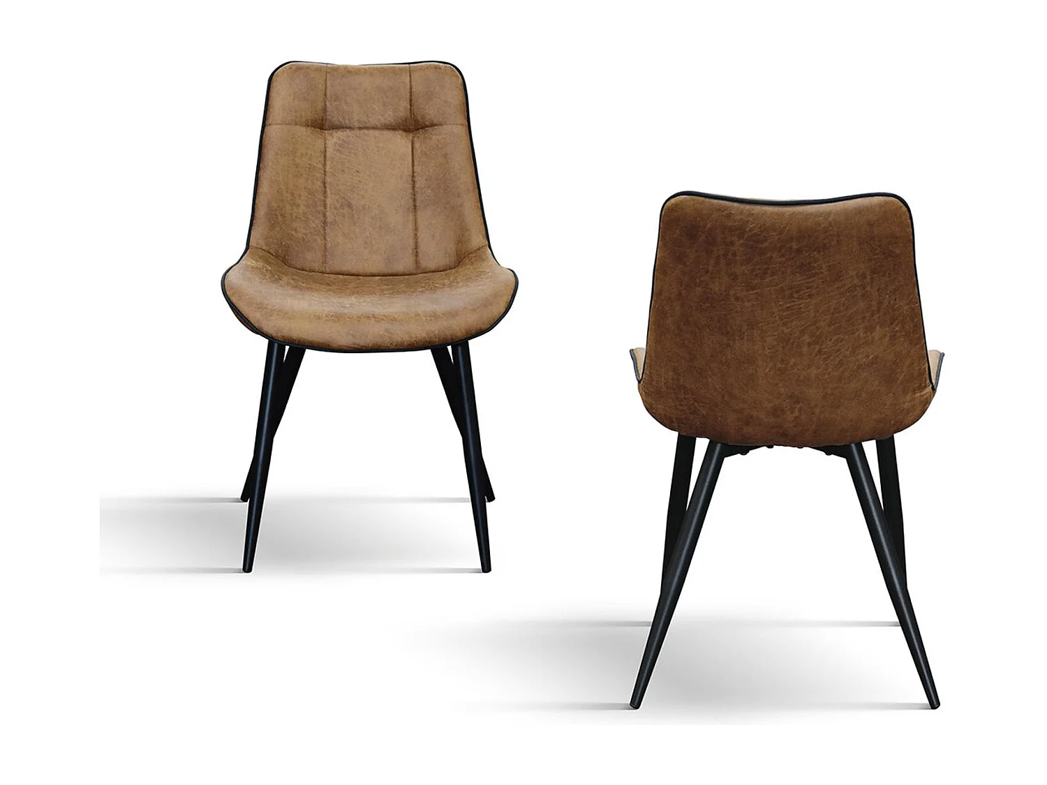 4 Stühle aus kamelfarbenem Kunstleder mit schwarzen Metallbeinen - BRUXELLES