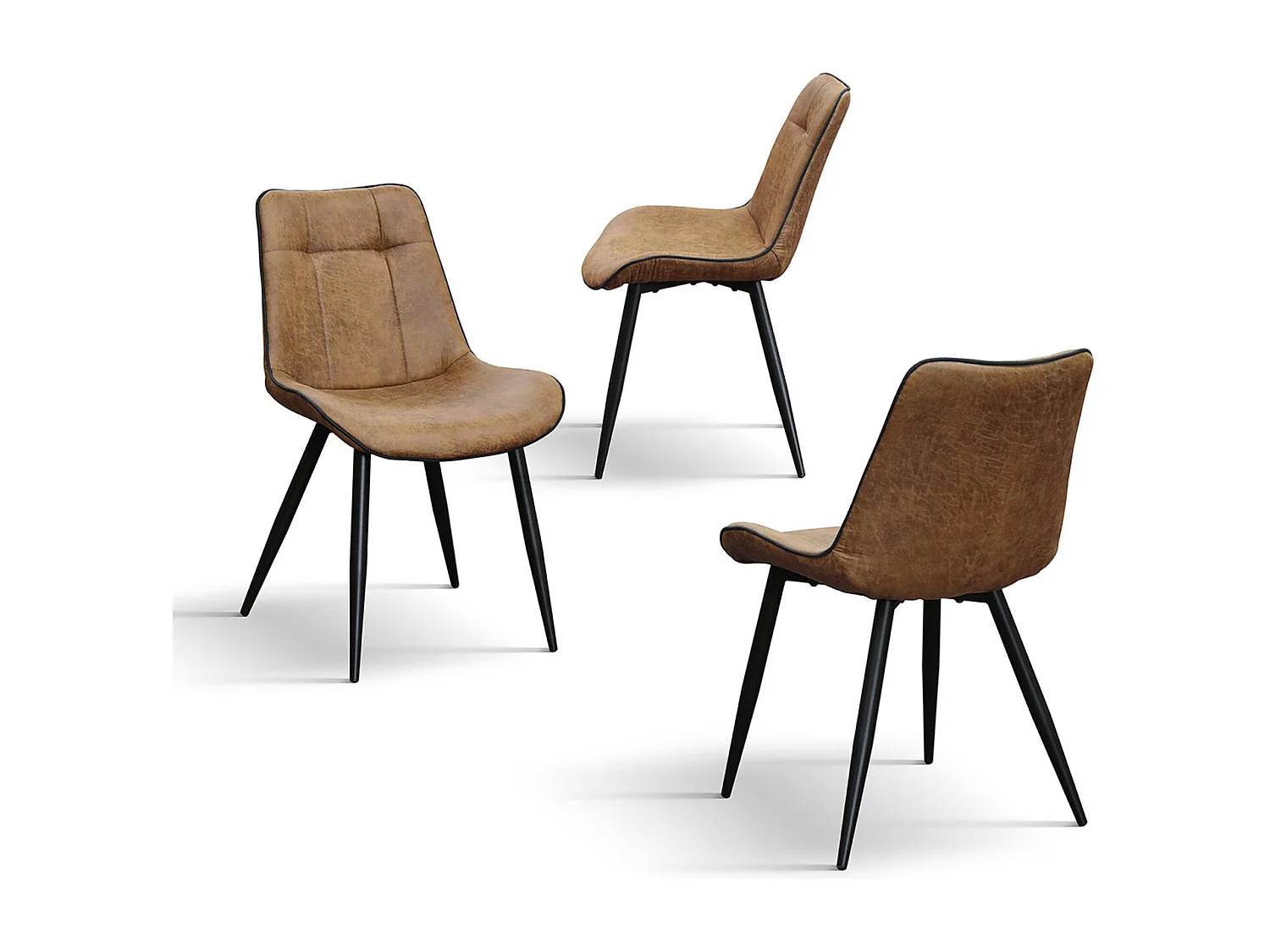 4 Stühle aus kamelfarbenem Kunstleder mit schwarzen Metallbeinen - BRUXELLES