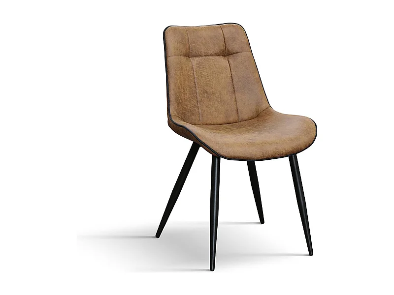 Conjunto de 4 cadeiras em pele sintética camel e pés em metal preto - BRUXELLES