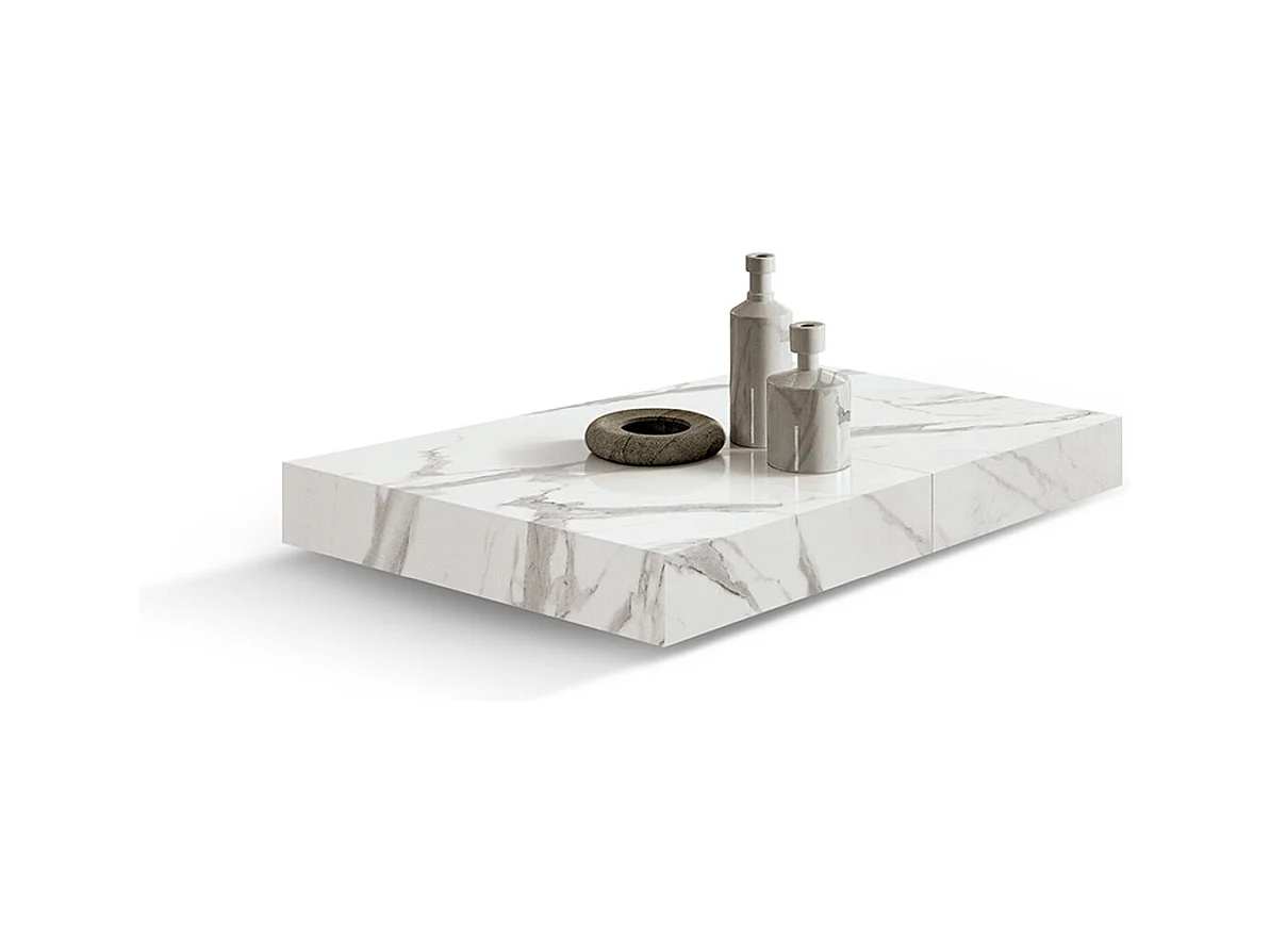 Table basse en bois, finition blanche, base convertible noire, 120x80-220x80 - CAMOGLI