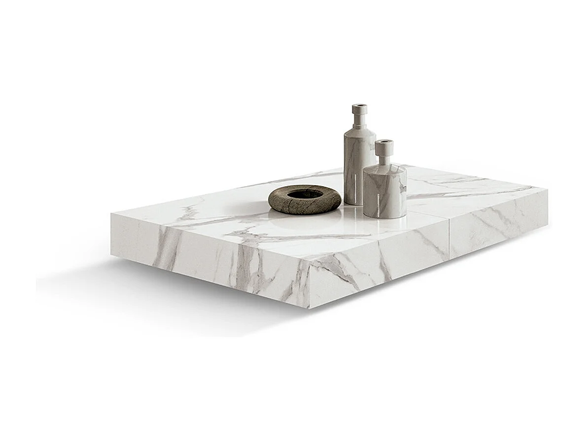 Table basse en bois, finition blanche, base convertible noire, 120x80-220x80 - CAMOGLI