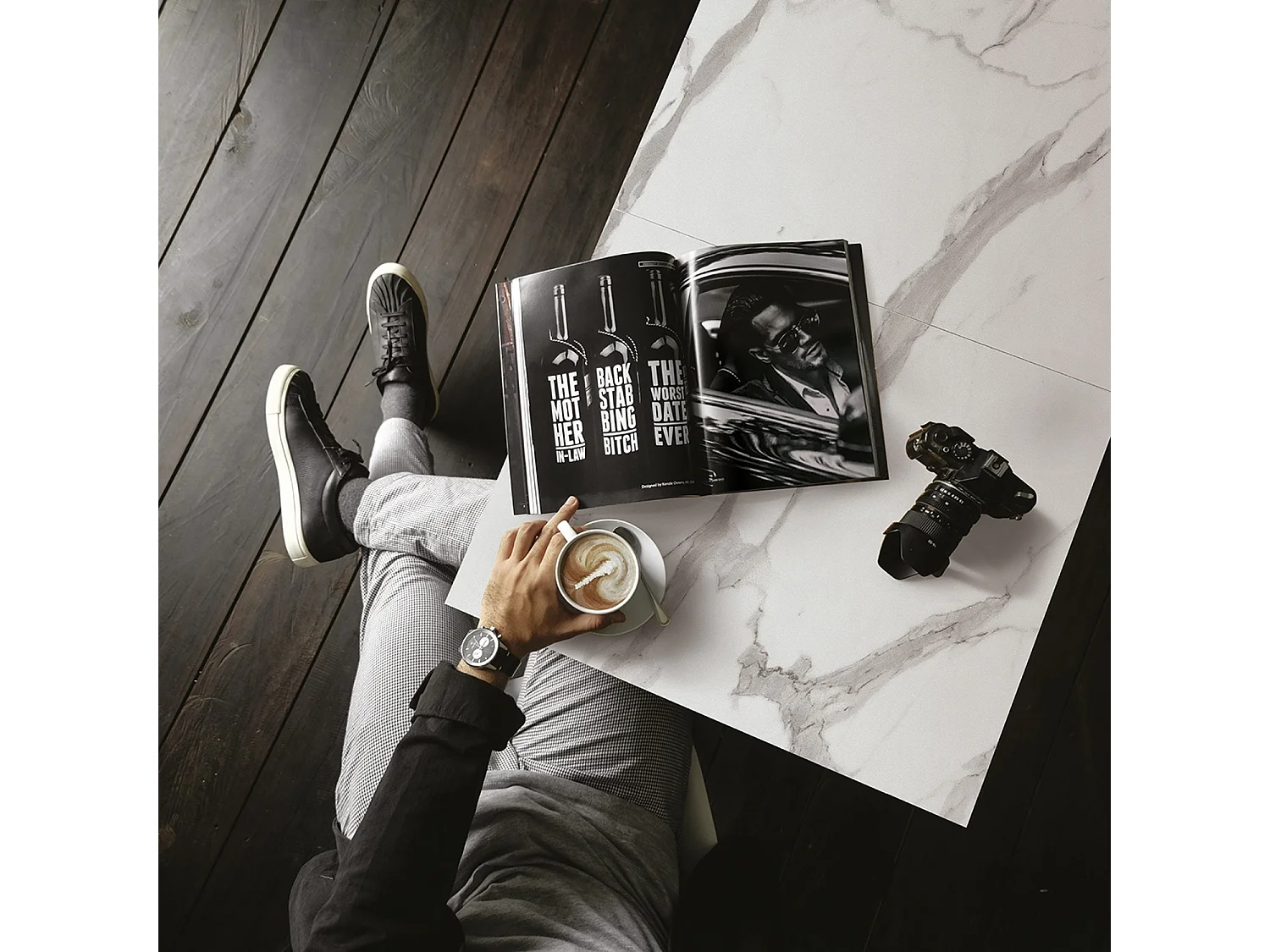 Table basse en bois, finition blanche, base convertible noire, 120x80-220x80 - CAMOGLI