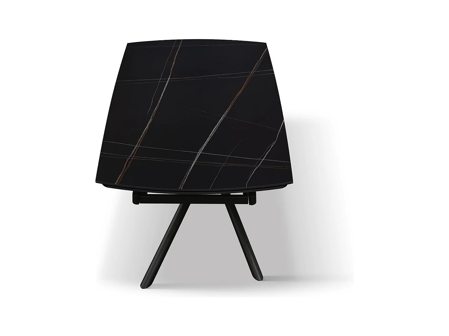 Mesa de cerámica negra, base de metal negro, extensible 160x90 - 240x90 cm - BONIFACIO